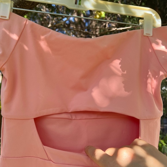 Susana Monaco solid off-shoulder dress PEACH midi back cutout bra-friendly S - Picture 10 of 16
